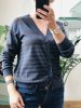 Sweter Paski Bawełna Blue